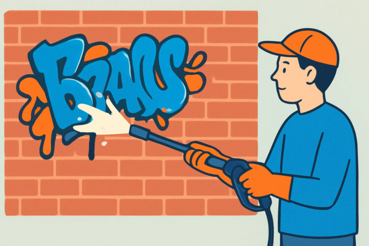 Graffitin poisto tiiliseinästä vahingoittamatta saumoja
